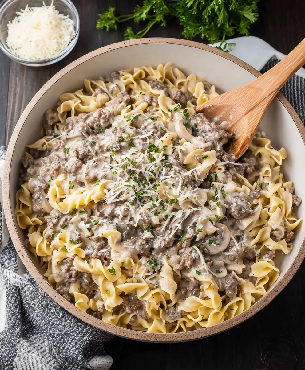 Quick Ground Beef Stroganoff- Easy Weeknight Dinner