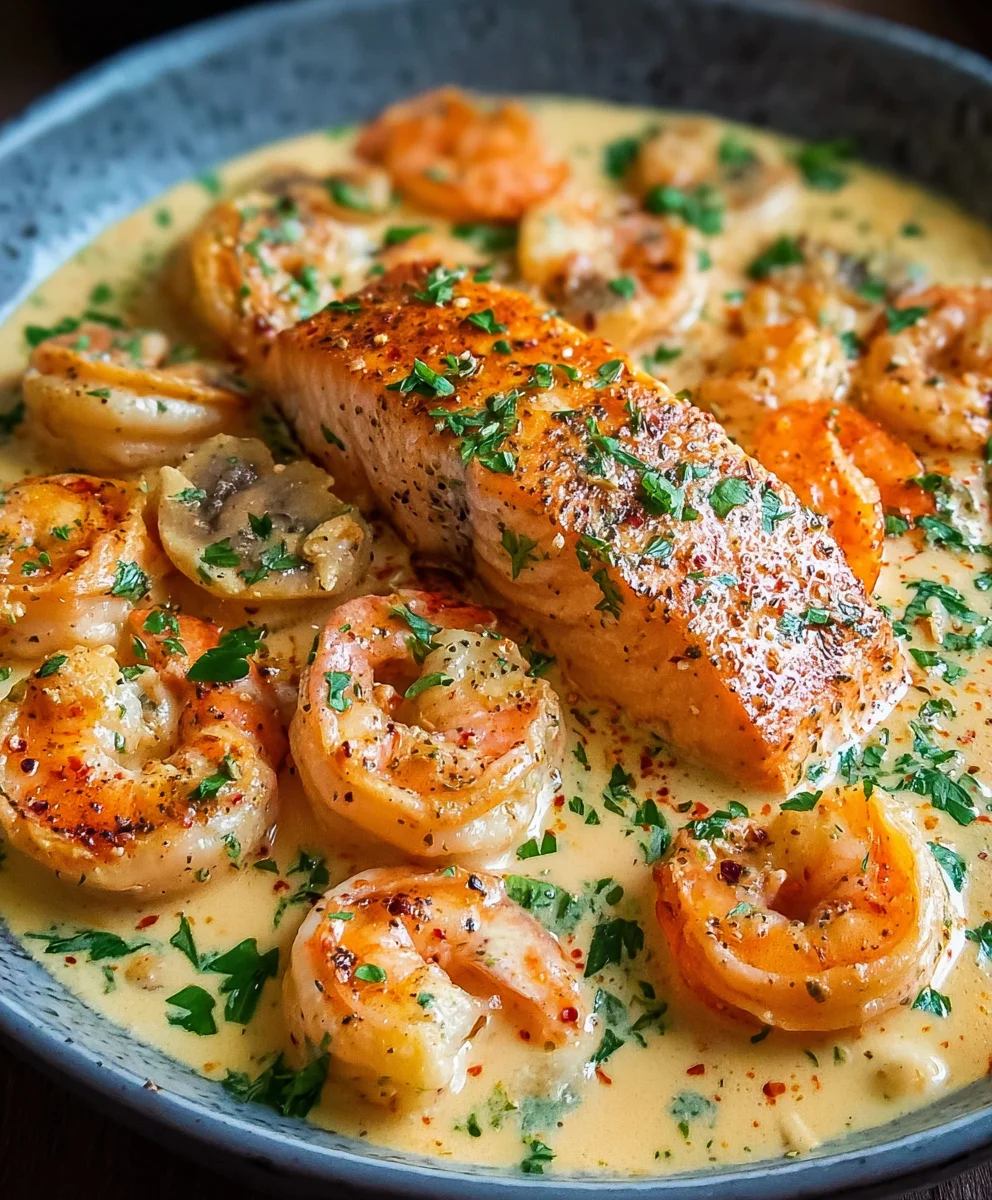 Salmon Shrimp Cajun Cream Pasta Recipe