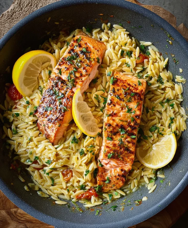 One-Pan Lemon Orzo Salmon Deliciousness