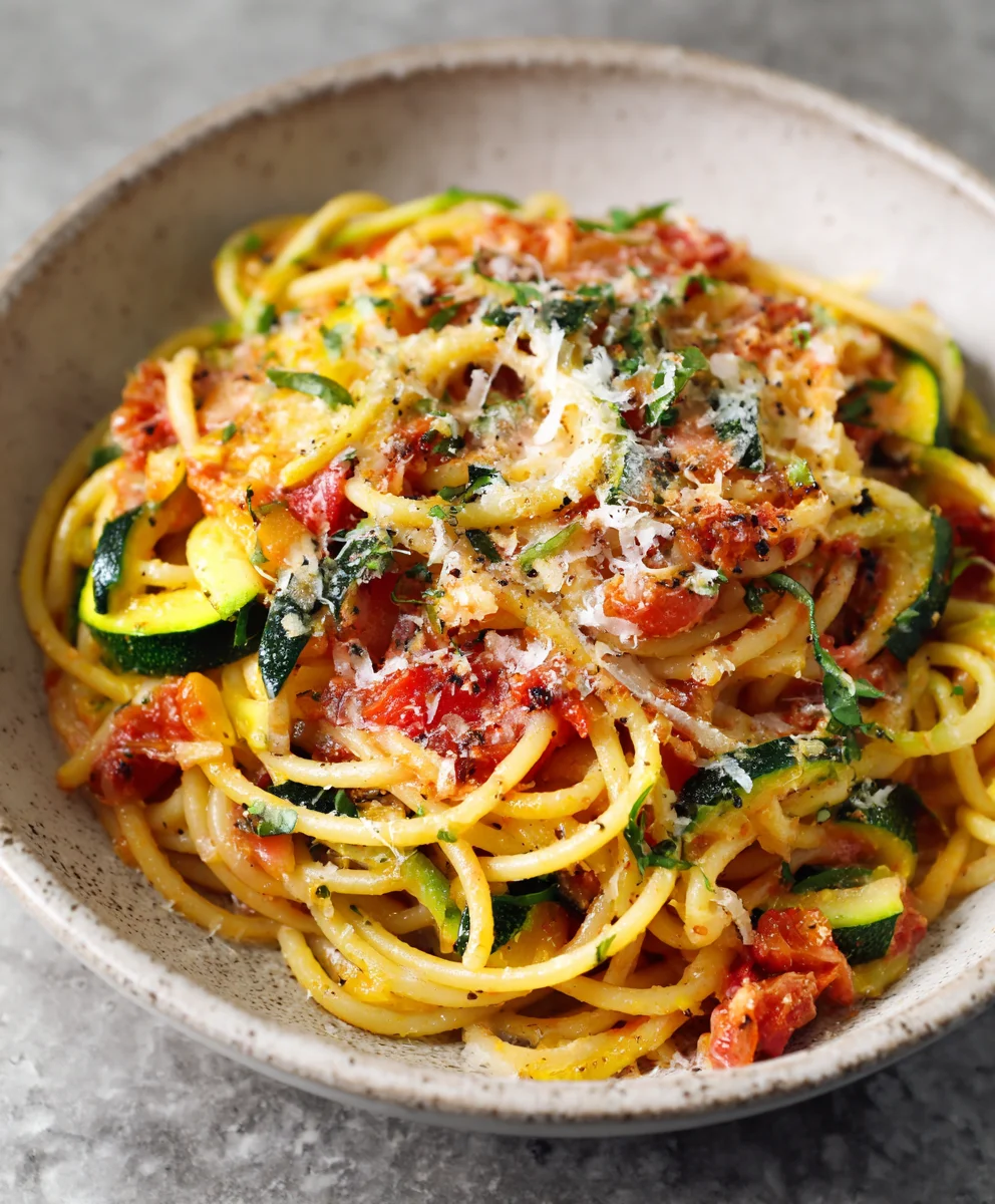Healthy Tomato Zucchini Pasta - Easy & Delicious Recipe