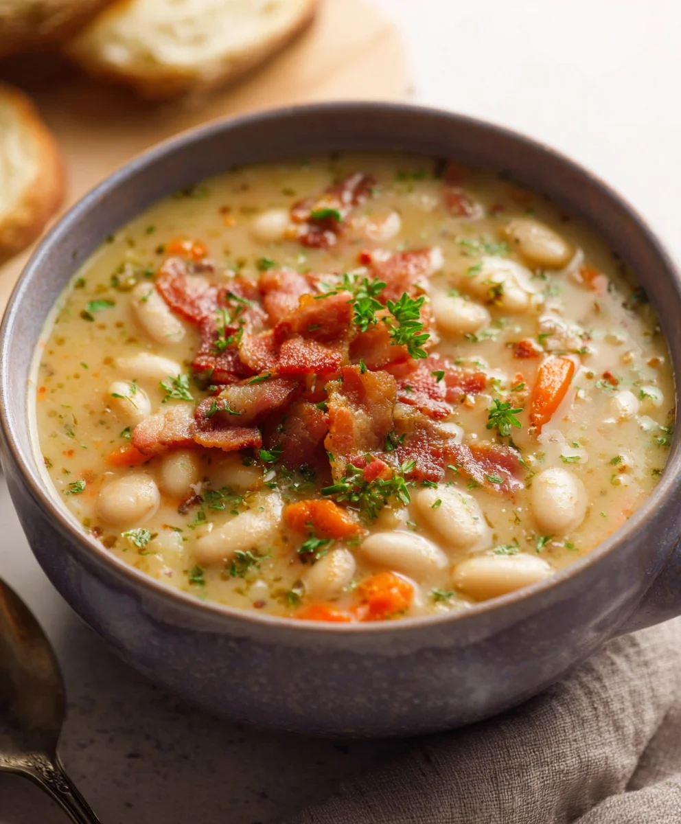 Hearty White Bean Beef Beef Bacon Soup - Simple & Delicious