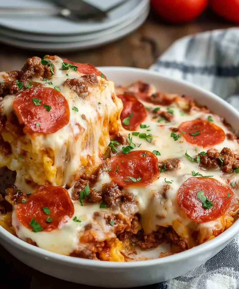 Bubble Up Pizza Casserole- Easy Beef & Cheese Bake