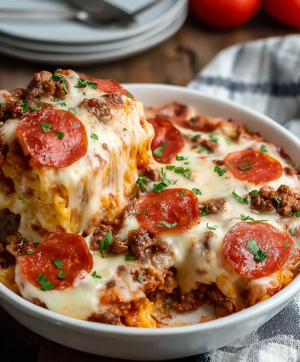 Bubble Up Pizza Casserole- Easy Beef & Cheese Bake