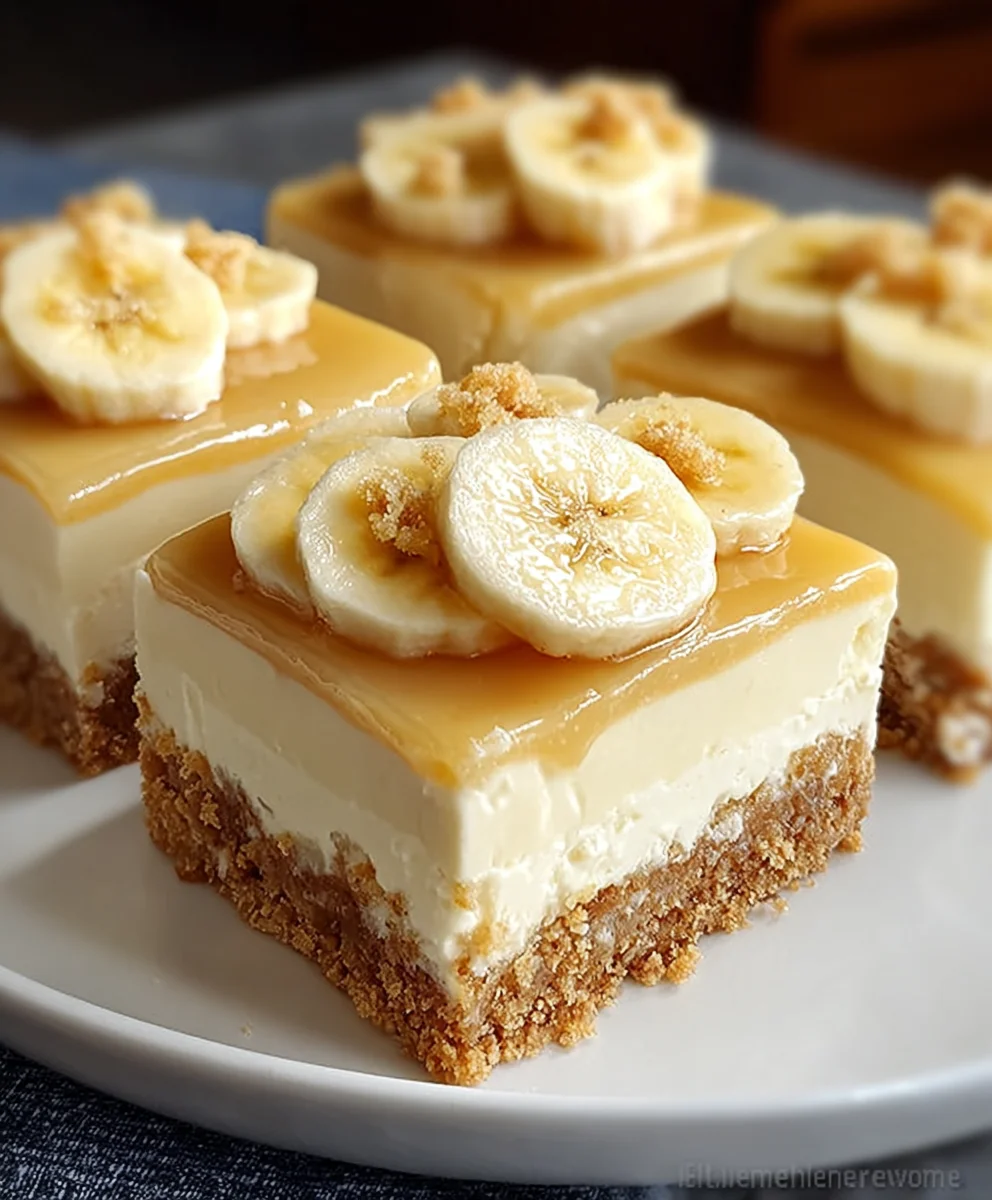 Banana Pudding Cheesecake Bars-Decadent Dessert