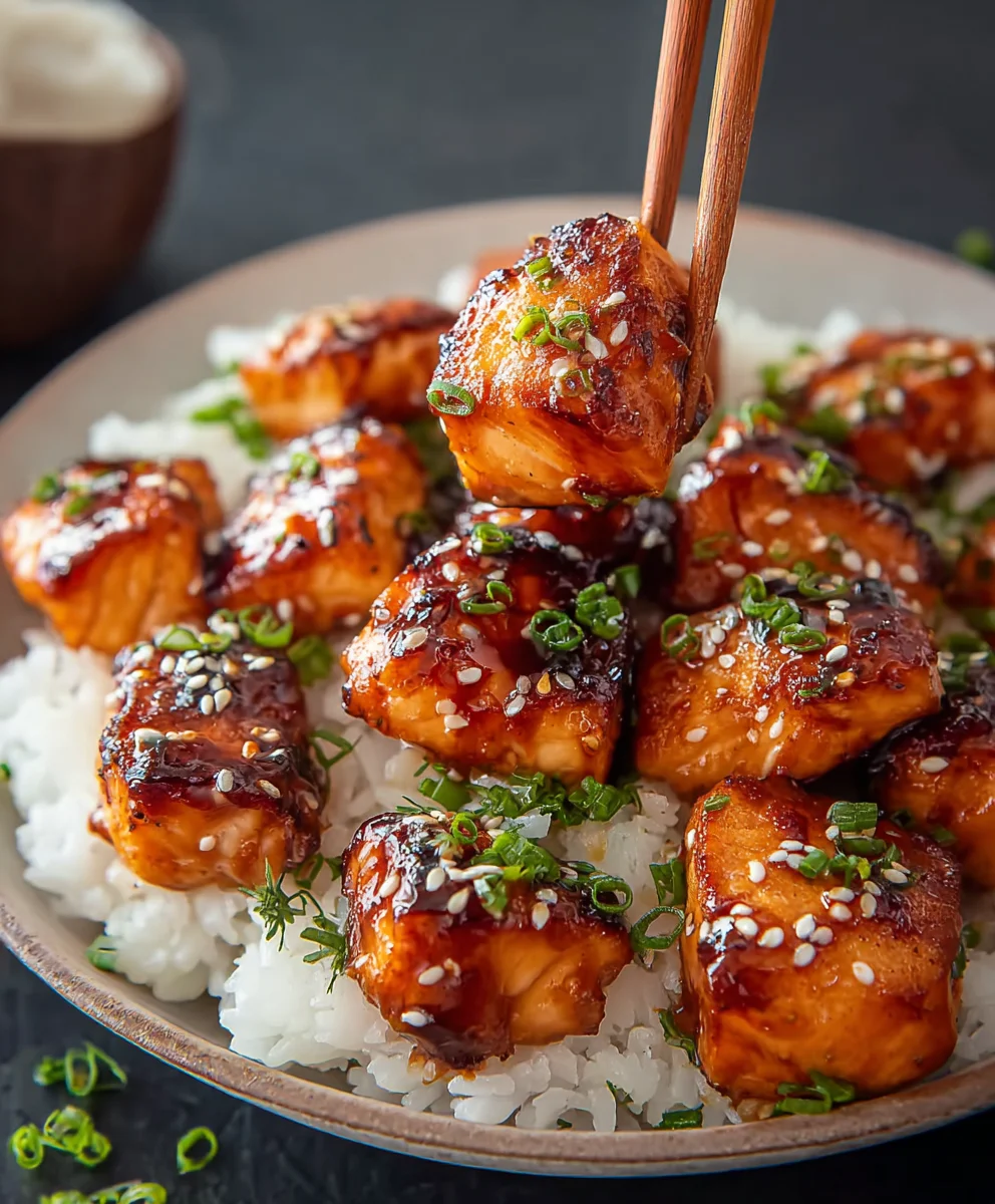Honey Garlic Salmon Bites-Quick Easy Recipe