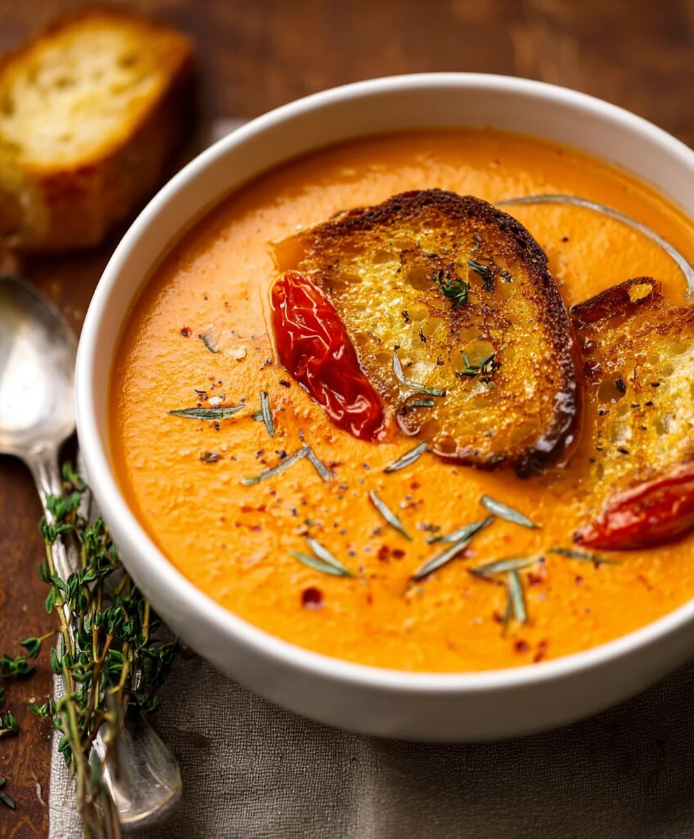Creamy Roasted Garlic Tomato Soup Recipe