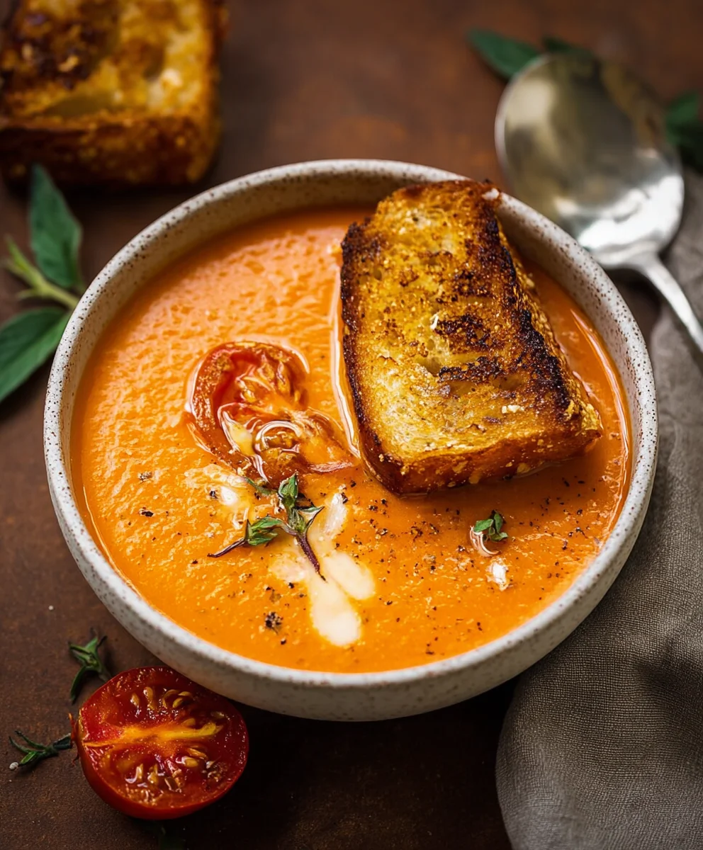 Creamy Roasted Garlic Tomato Soup Recipe