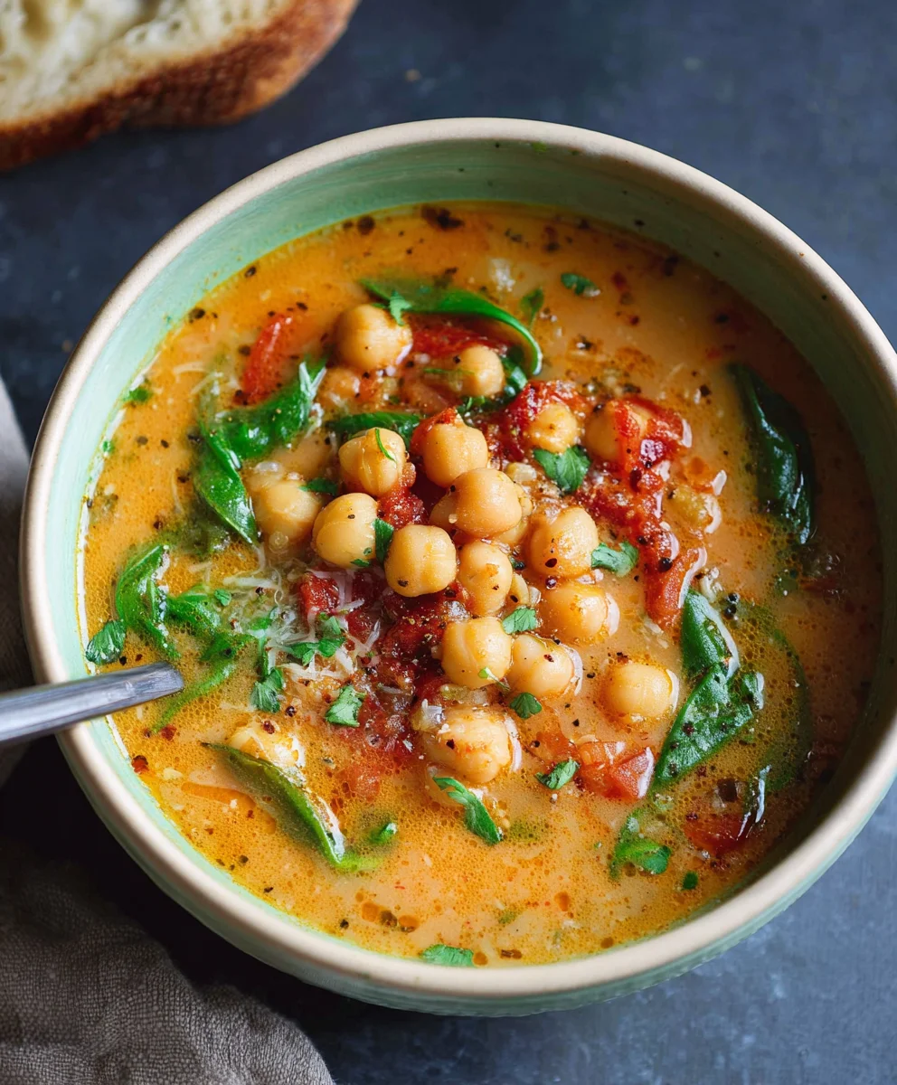 Hearty Tuscan Garbanzo Bean Soup-Hearty & Flavorful