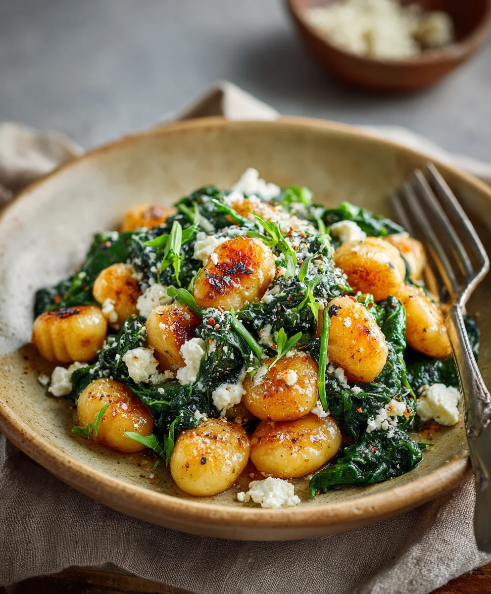 Crispy Gnocchi Spinach Feta Recipe