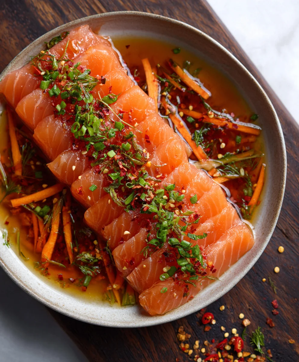 Spicy Salmon Crudo with Carrots - Fresh & Flavorful