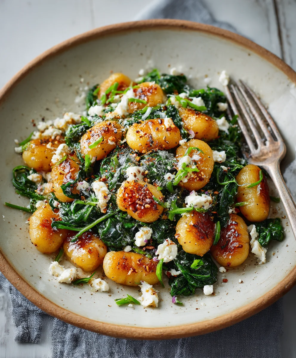 Crispy Gnocchi Spinach Feta Recipe