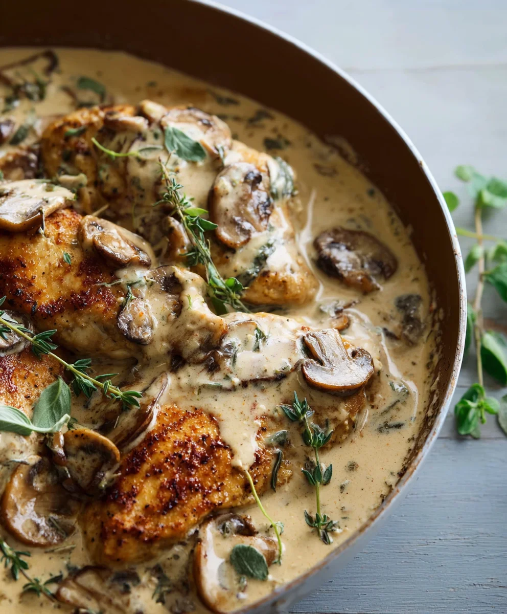 Easy Creamy Mushroom Chicken Recipe - Weeknight Dinner