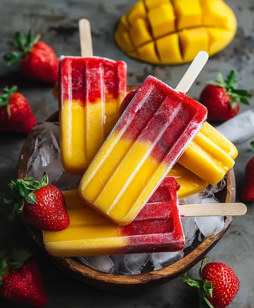 Fresh Strawberry Mango Popsicles- Easy Summer Treat