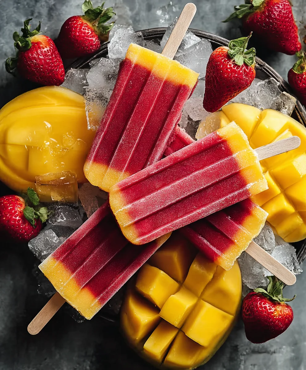 Fresh Strawberry Mango Popsicles- Easy Summer Treat