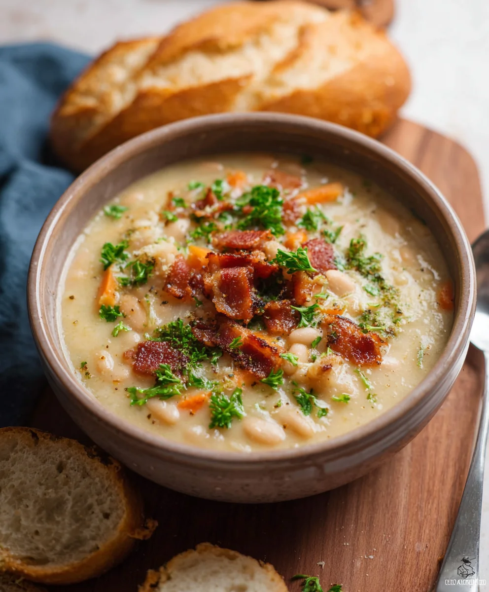 Hearty White Bean Beef Beef Bacon Soup - Simple & Delicious