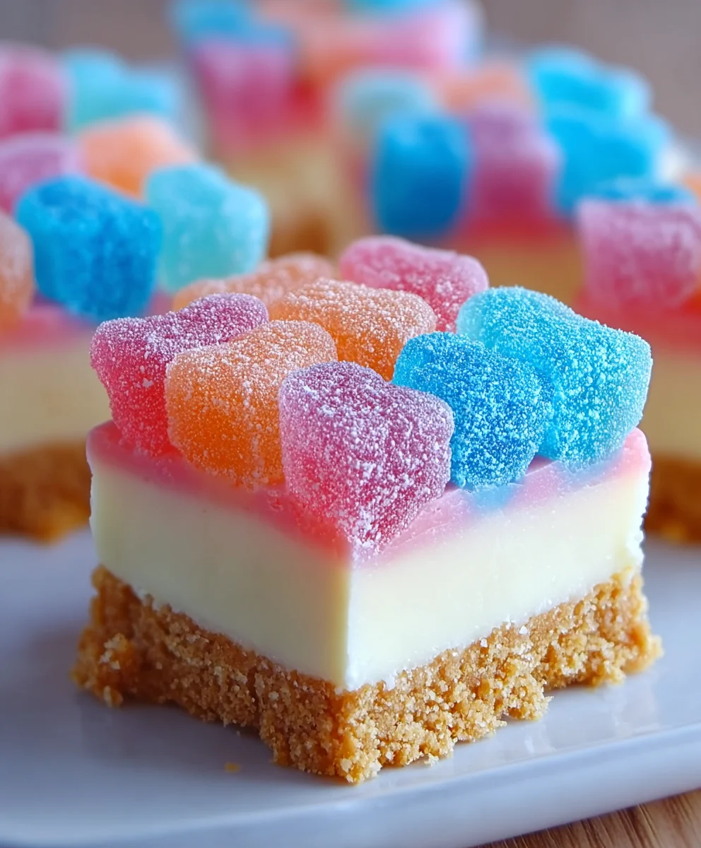 Gummy Cotton Candy Cheesecake Bites-Fun Dessert