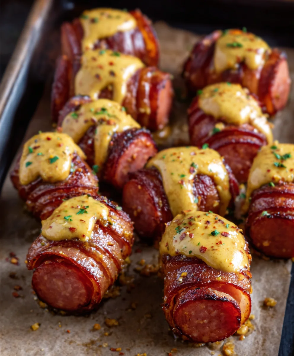 Mustard Hasselback Kielbasa Bites - Easy Appetizer