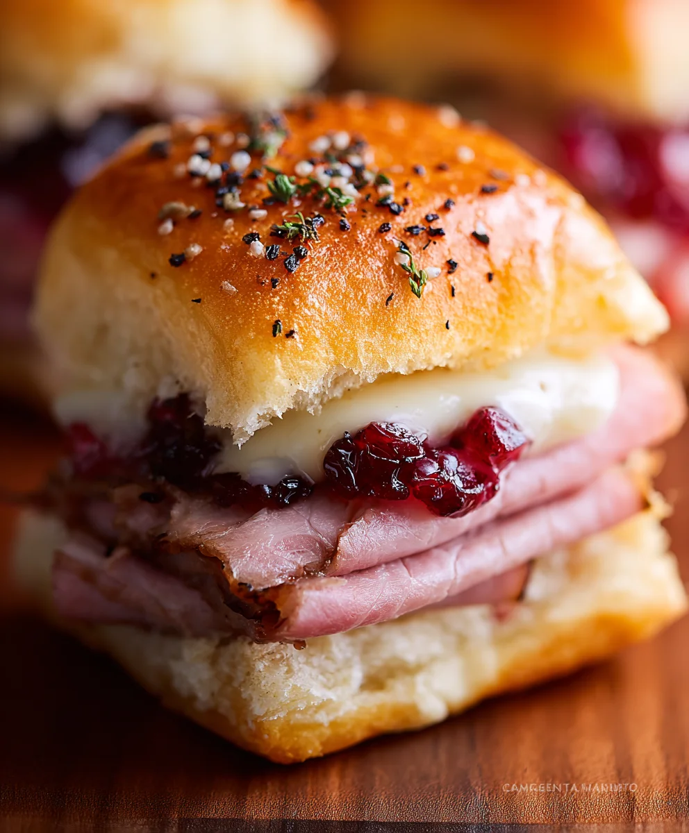 Beef-Beef Ham-Cranberry Sliders - Delicious Party Appetizer