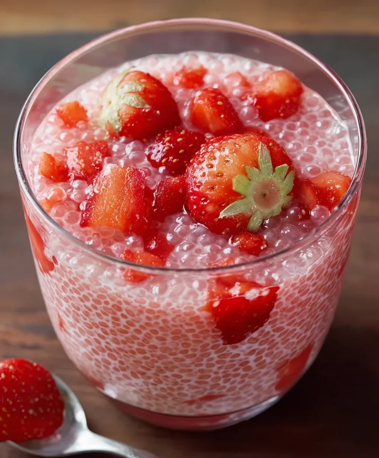 Easy Strawberry Sago Pudding Dessert Recipe