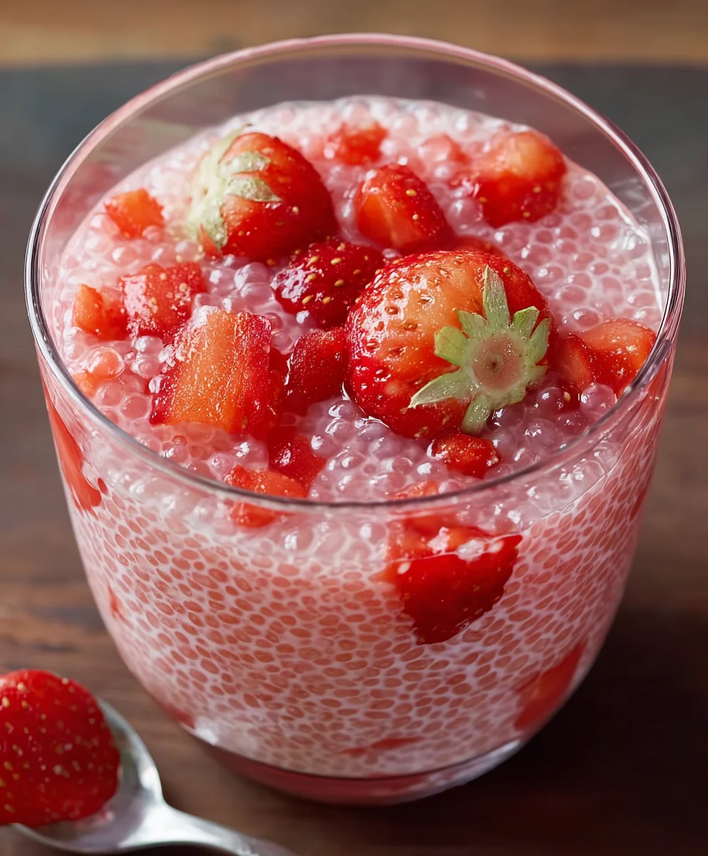 Easy Strawberry Sago Pudding Dessert Recipe