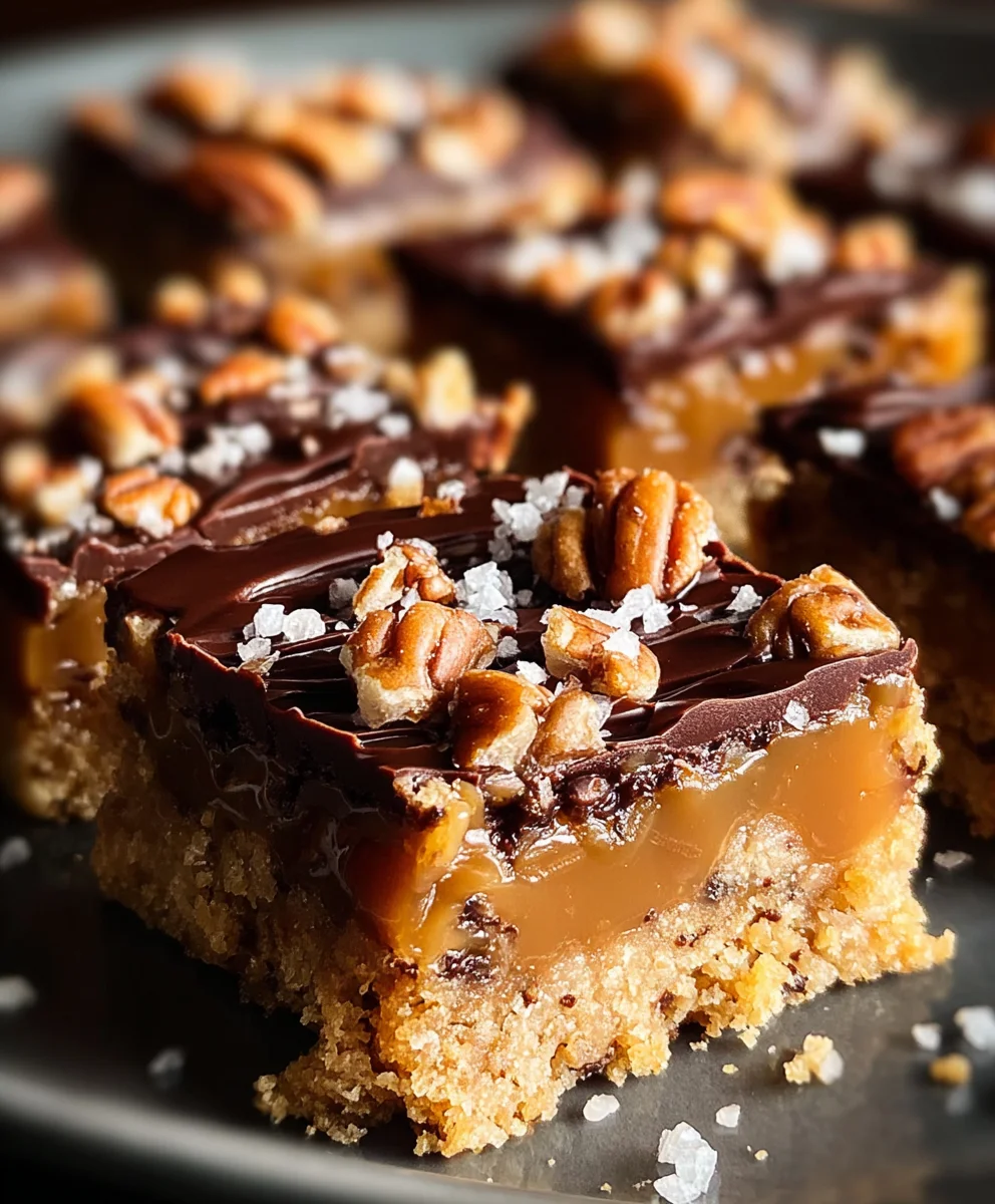 Easy Turtle Bars- Decadent Chocolate Caramel Pecan Treat