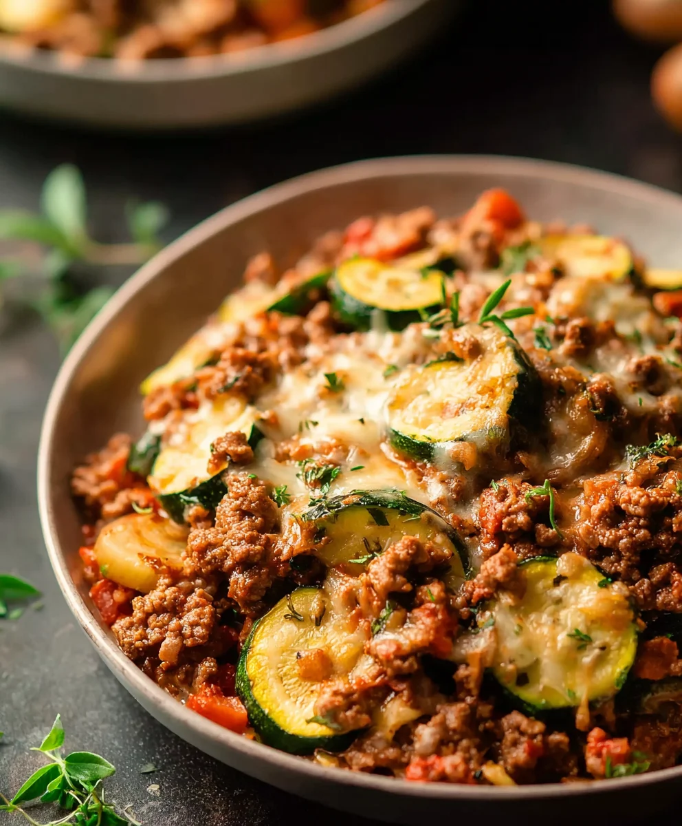 Easy Zucchini Ground Beef Casserole-Dinner Favorite