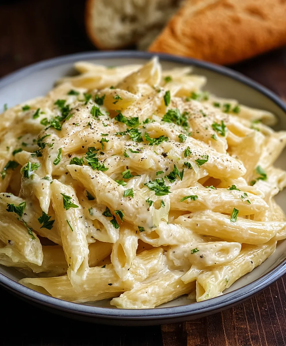 Easy Creamy Garlic Penne-Quick Weeknight Dinner