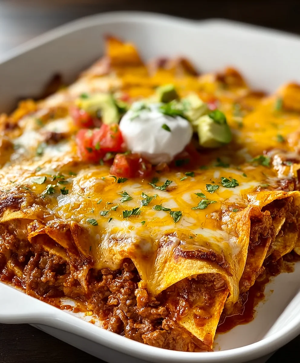 Easy Beef Tortilla Chip Enchiladas Recipe