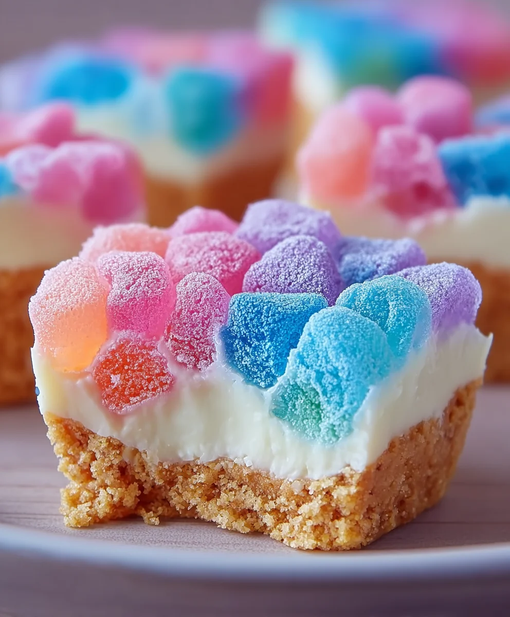 Gummy Cotton Candy Cheesecake Bites-Fun Dessert