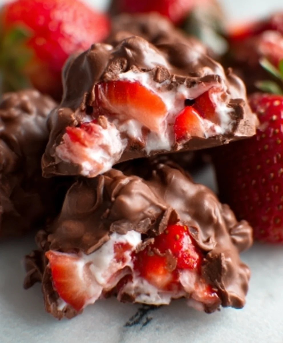 Chocolate Strawberry Yogurt Clusters - Easy Treat