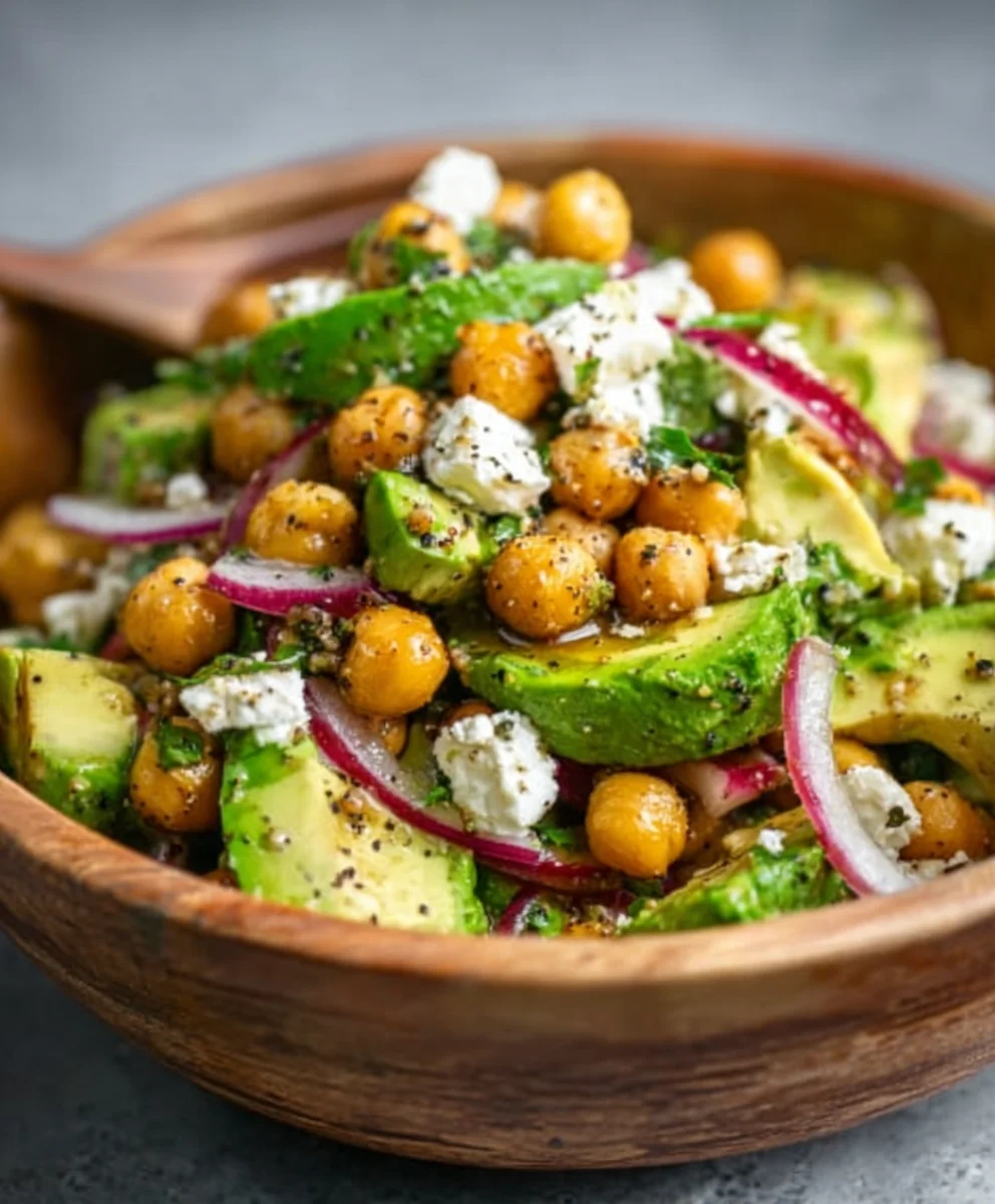 Chickpea Feta Avocado Salad - Easy & Fresh