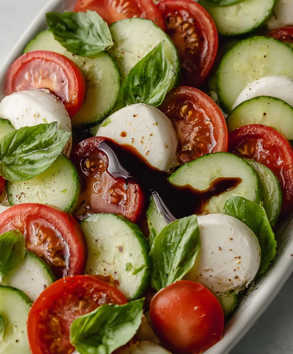 Fresh Cucumber Caprese Salad- Simple & Delicious