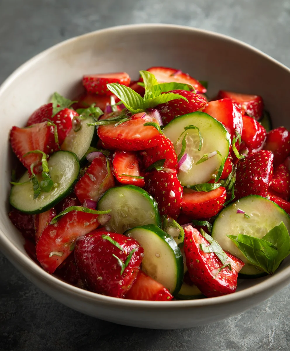 Refreshing Cucumber Strawberry Salad- Easy Summer Dish
