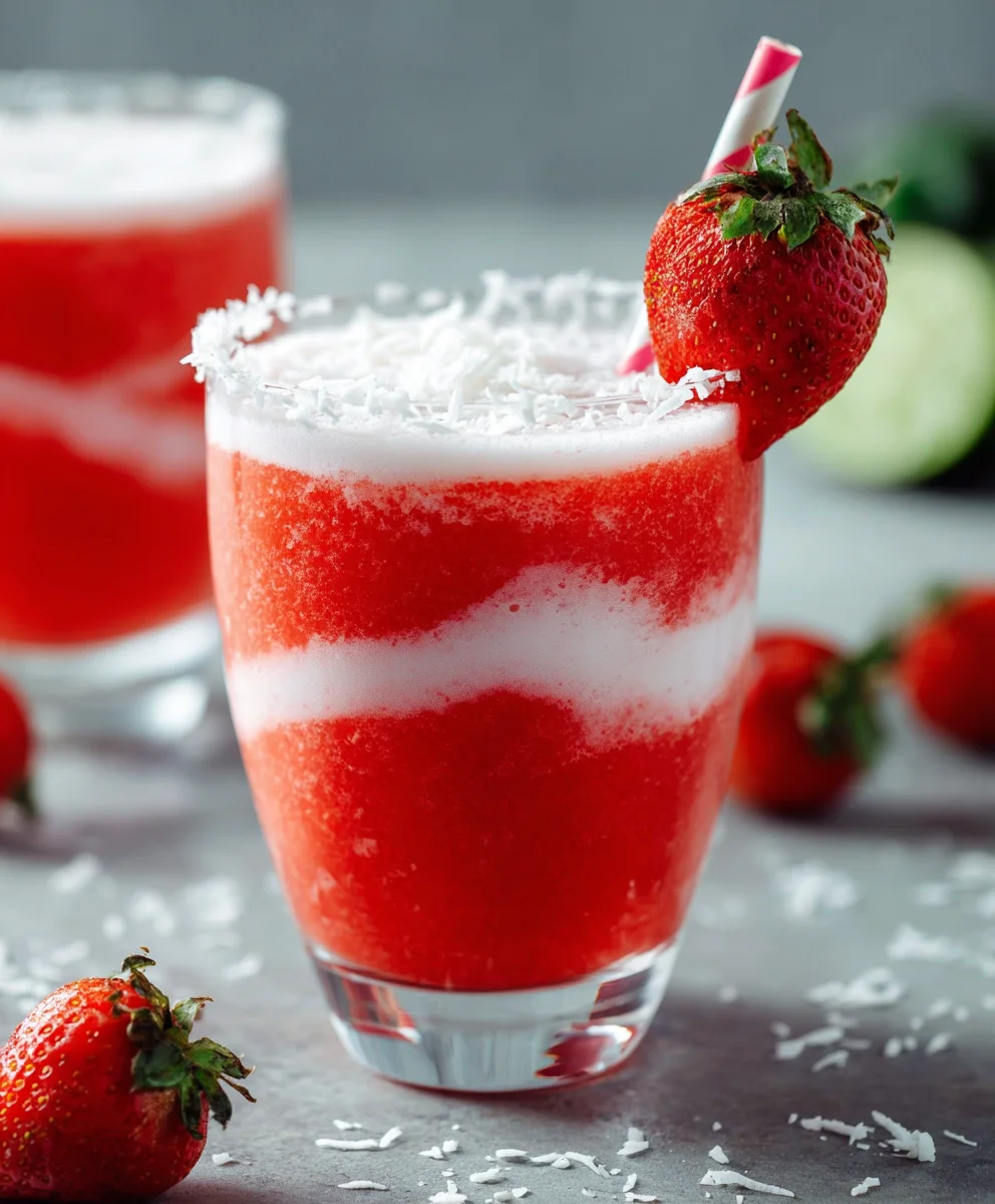 Strawberry Coconut Daiquiri- Refreshing Non-Non-Non-Alcoholic Alternativeic Drink