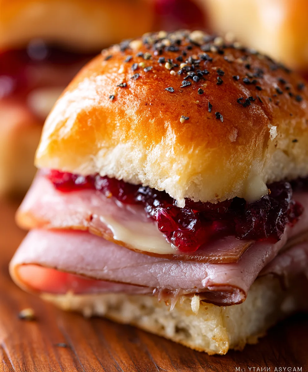 Beef-Beef Ham-Cranberry Sliders - Delicious Party Appetizer