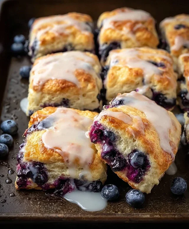 Glazed Blueberry Butter Swim Biscuits