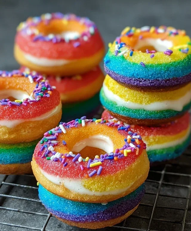 Mini Rainbow Vanilla Bean Donuts