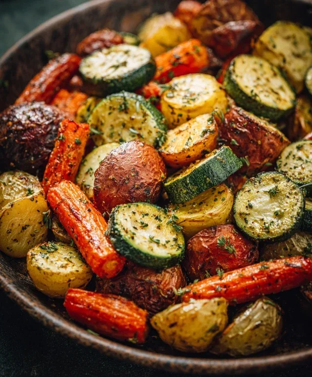 Garlic Herb Roasted Potatoes Carrots and Zucchini