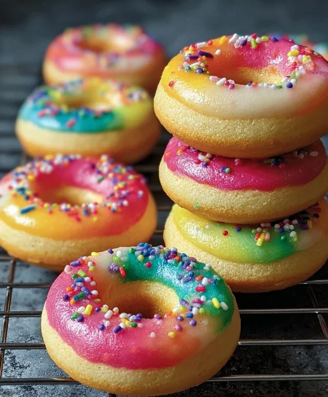 Mini Rainbow Vanilla Bean Donuts